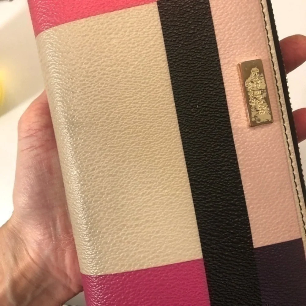 Kate spade pink color block clutch wallet